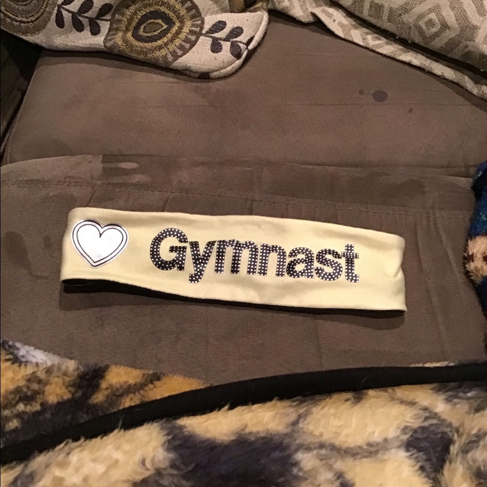 Yellow black white silver gymnast headband